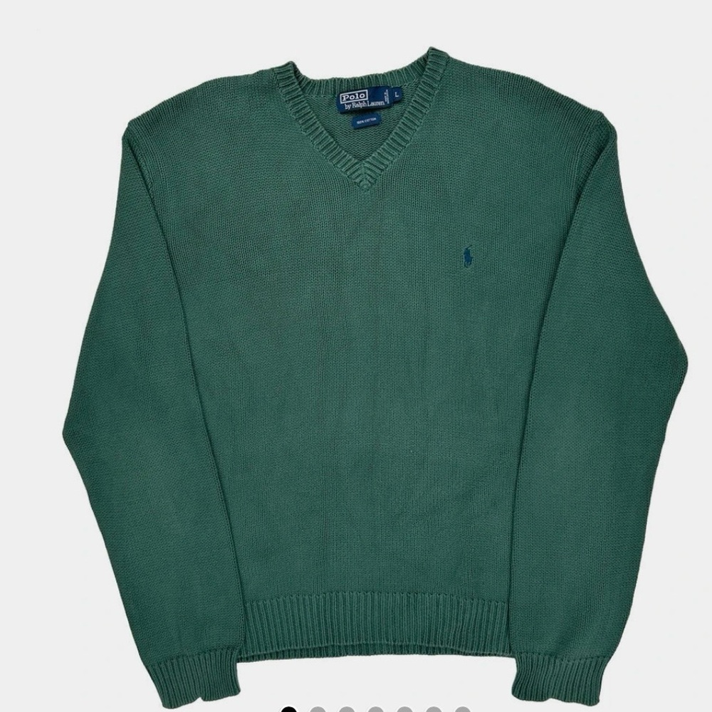 Polo by Ralph Lauren Green V-Neck Sweater
Cotton Vintage